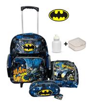 Kit Mochila de Rodinhas Batman Com Lancheira e Estojo Original Kit Mochila de Rodinhas Batman Com Lancheira e Estojo Original