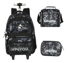 Kit Mochila De Rodinhas Camuflada Militar Original Up4you