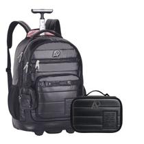 Kit Mochila De Rodinhas Com Alça e Estojo Box Pra 36 Pens Alice Palucci Juvenil Escolar Estilo Puffer Volta Às Aulas Clio