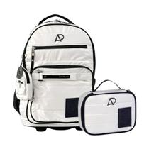 Kit Mochila De Rodinhas Com Alça e Estojo Box Pra 36 Pens Alice Palucci Juvenil Escolar Estilo Puffer Volta Às Aulas Clio