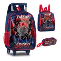 Kit Mochila De Rodinhas Com Alças Dark Spider Aranha