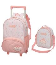 Kit Mochila de Rodinhas Com Alças e Lancheira Térmica Lilica Ripilica BB Aquarela Pacific