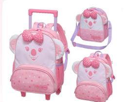 Kit Mochila de Rodinhas Com Alças Mochila Costa Lancheira Lilica Ripilica BB Little Pacific