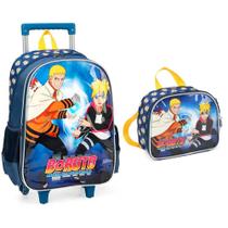 Kit Mochila De Rodinhas Com Lancheira Azul Boruto Luxcel