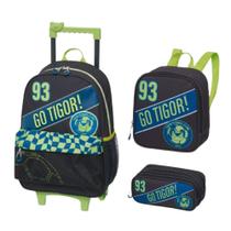 Kit Mochila de Rodinhas com Lancheira e Estojo Tigor T. Tigre