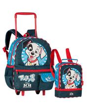 Kit Mochila De Rodinhas Com Lancheira Térmica Dois Compartimentos Para Creche Escola Infantil Disney Licenciado Clio