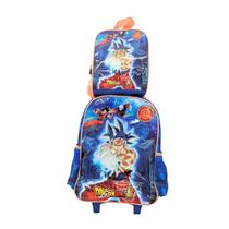 Kit Mochila de Rodinhas Dragon Ball Z + Lancheira Térmica Infantil Goku e Vegeta