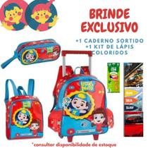 Kit Mochila De Rodinhas E Costas Luccas NetoCom Caderno e kit Lápis