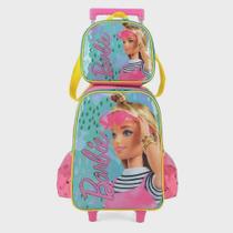 Kit Mochila de Rodinhas e Lancheira Barbie Rosa - Luxcel