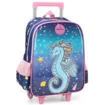 Kit Mochila de Rodinhas E Lancheira e estojo Escolar Cavalo Marinho Kit Mochila de Rodinhas E Lancheira e estojo Escolar Cavalo Marinho
