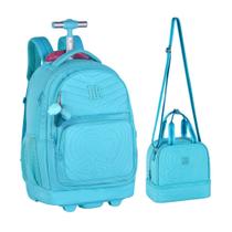 Kit Mochila de Rodinhas e Lancheira Rebecca Bonbon Soft Matelassê Coração RB24673