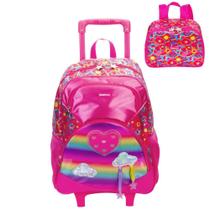 Kit Mochila de Rodinhas e Lancheira Sestini Y Pink rosa