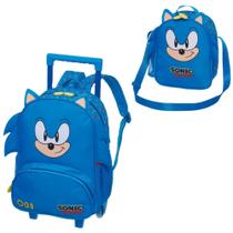 Kit mochila de rodinhas e lancheira sonic tiny - pacific