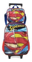 Kit Mochila De Rodinhas E Lancheira Superman Vermelho