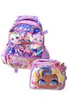 Kit Mochila de Rodinhas e Lancheira Térmica Sweet Girl Lilas