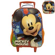 Kit Mochila de Rodinhas e Lancheira Xeryus Mickey Azul