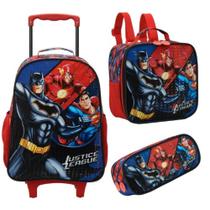 Kit Mochila de Rodinhas Escolar 16' Liga Da Justiça + Lancheira + Estojo 13520 - XERYUS Kit Mochila de Rodinhas Escolar 16' Liga Da Justiça + Lancheira + Estojo 13520 - XERYUS