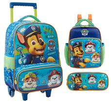 Kit Mochila de Rodinhas Escolar 16 Paw Patrol Patrulha Canina