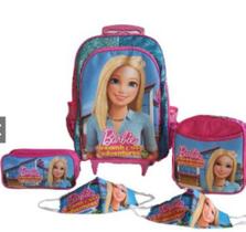 Kit mochila de rodinhas escolar infantil para meninas Barbie Dreamhouse Adventures rosa meninas