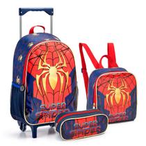 Kit Mochila de Rodinhas Escolar Infantil Super Spider Aranha