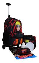 Kit Mochila De Rodinhas Escolar Lancheira E Estojo Naruto Tp