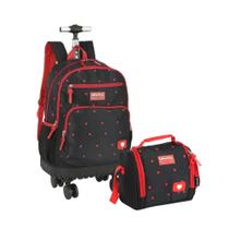 Kit Mochila de Rodinhas Escolar Lancheira Térmica Cereja Kit Mochila de Rodinhas Escolar Lancheira Térmica Cereja