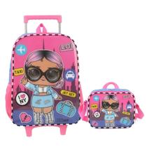 Kit Mochila De Rodinhas Escolar Lol Surprise Rosa Original