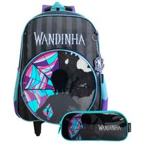 Kit Mochila De Rodinhas + Estojo Duplo Wandinha Escolar Kit Mochila De Rodinhas + Estojo Duplo Wandinha Escolar