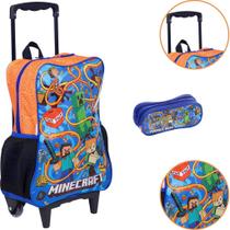 Kit Mochila de Rodinhas + Estojo Infantil Escolar Menino Menina Personagens Super Garantia