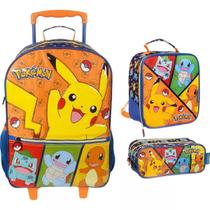 Kit Mochila De Rodinhas Estojo Lancheira Pokemon - Xeryus