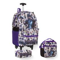 Kit Mochila De Rodinhas Feminina Estampa Wandinha Juvenil Kit Mochila De Rodinhas Feminina Estampa Wandinha Juvenil