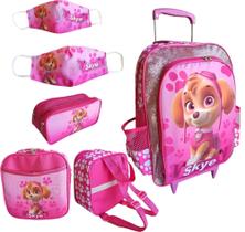 Kit mochila de rodinhas frozen escolar infantil meninas brilho moda feminina volta as aulas