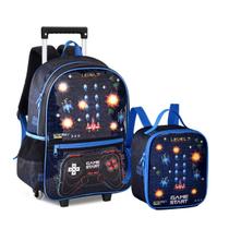 Kit Mochila de Rodinhas Gamer C/ Luzes E Lancheira Térmica Vídeo Game - Clio