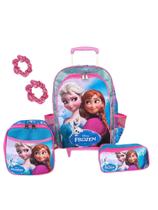 Kit mochila de rodinhas infantil escolar frozen meninas rosa bolsa aulas olaf elza