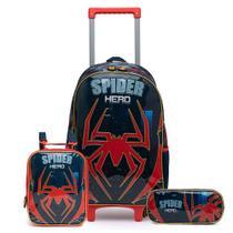 Kit Mochila De Rodinhas Infantil Escolar Homem Aranha Lancheira Estojo - SPECTOR