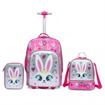 Kit Mochila De Rodinhas Infantil Escolar Lancheira Estojo Kit Mochila De Rodinhas Infantil Escolar Lancheira Estojo
