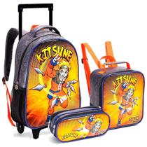Kit Mochila De Rodinhas Infantil Escolar Super Kitsune Anime Kit Mochila De Rodinhas Infantil Escolar Super Kitsune Anime