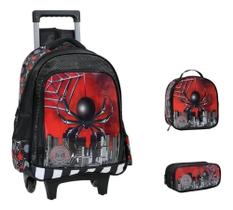 Kit Mochila de rodinhas Infantil Estojo E Lancheira Spider boy Yepp Mim6312