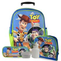 Kit Mochila de Rodinhas Infantil G Lancheira e Estojo Toy Story