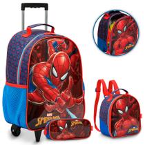 Kit Mochila De Rodinhas Infantil Homem Aranha Reforçada
