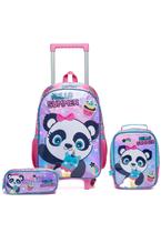 Kit Mochila de Rodinhas Infantil Menina Com Estojo e Lancheira Reforçada Escolar Kit Mochila de Rodinhas Infantil Menina Com Estojo e Lancheira Reforçada Escolar