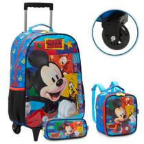 Kit Mochila De Rodinhas Infantil Mickey Mouse Creche Passeio