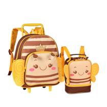 Kit Mochila De Rodinhas Infantil Pets Abelha ou Borboleta Com Lancheira Térmica Regulável Infantil Para Creche Clio