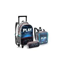 kit Mochila de Rodinhas Infantil Seanite Game 16"