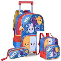 Kit Mochila De Rodinhas Lancheira E Estojo Bolofofos Bf23145