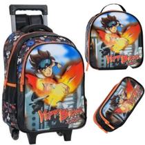 Kit Mochila de rodinhas Lancheira E Estojo Yepp Brave Saga 6315 estilo Dragon Ball