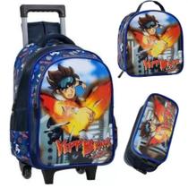 Kit Mochila de rodinhas Lancheira E Estojo Yepp Brave Saga 6315 estilo Dragon Ball