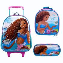 Kit Mochila de Rodinhas + Lancheira + Estojo A Pequena Sereia - O Filme XERYUS