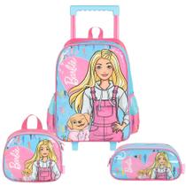 Kit Mochila De Rodinhas Lancheira Estojo Barbie Desenho