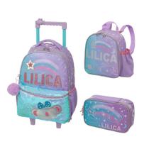 Kit Mochila de Rodinhas + Lancheira + Estojo Lilica Make a Wish PACIFIC